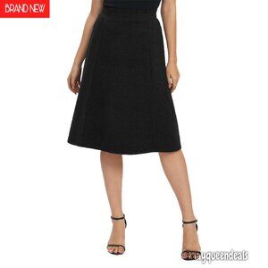 A-Line High Waist Elastic Flare Midi Skirt Stretchy Work Wear